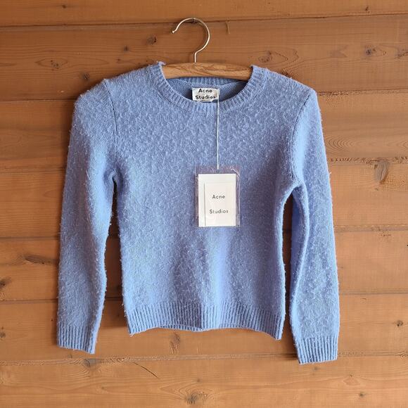 Acne Studios Shrunken Fit Sweater in Blue Fuzzy NWT Small Pullover Pilled Wool - Picture 2 of 6